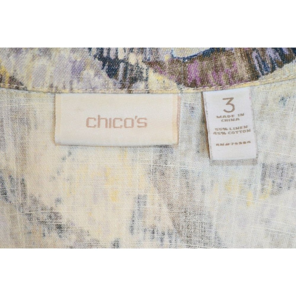 Chico’s Linen Blend Abstract Button Front Jacket … - image 5